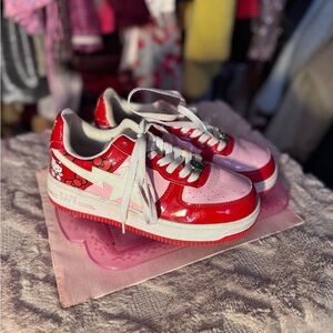 Bape-sta Hello Kitty Inspo Sneakers in Red and Pink